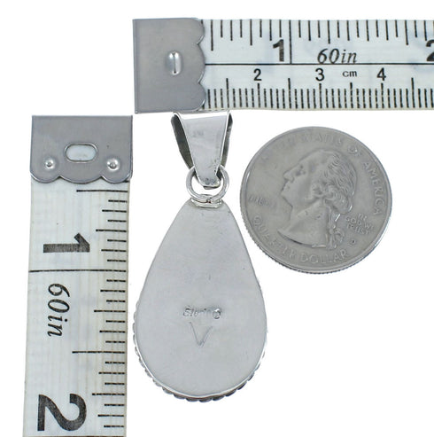Navajo Authentic Turquoise Sterling Silver Pendant AX130192